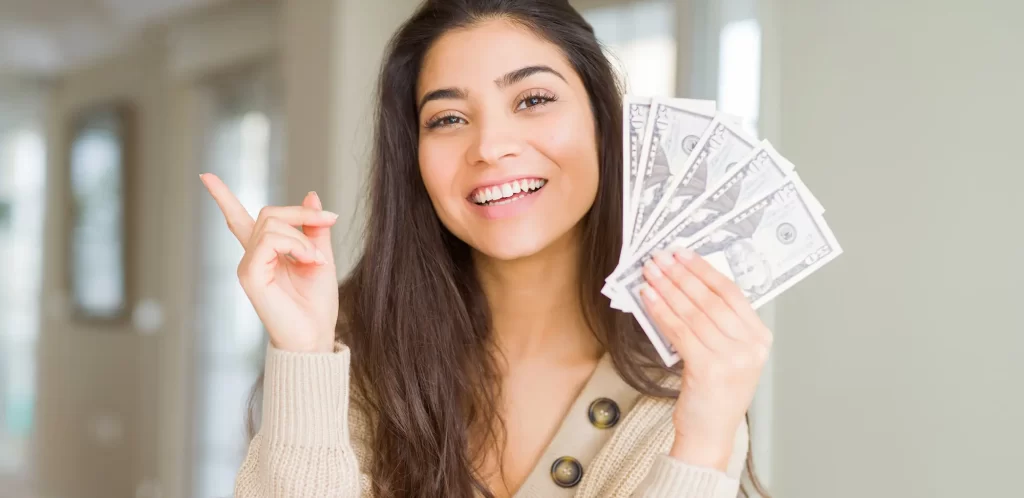 woman with cash