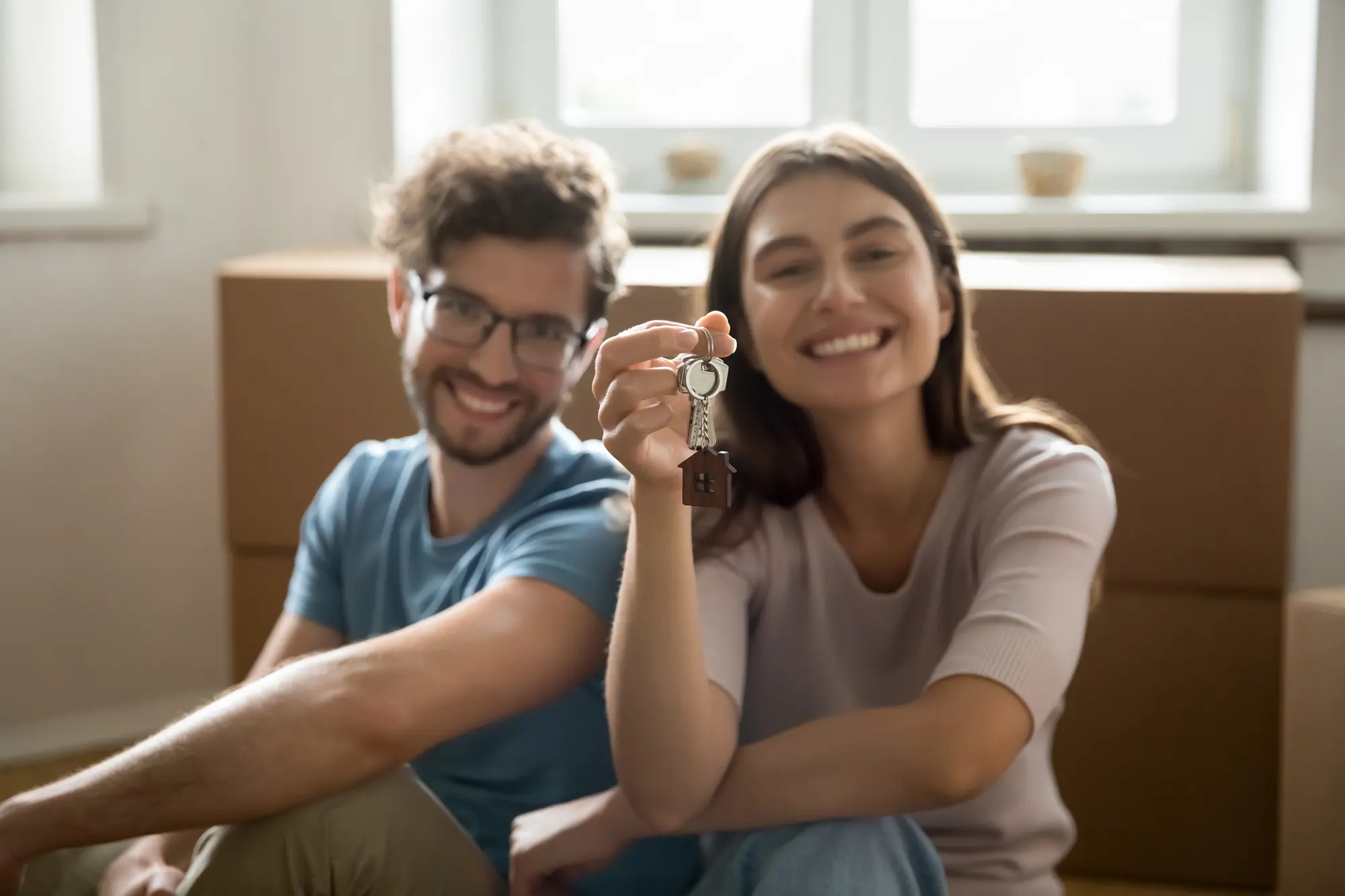 New homeowners with keys