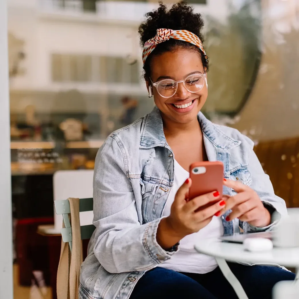 Woman holding phone